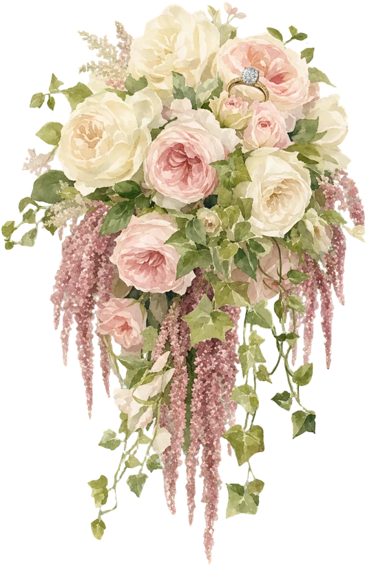 Bouquet of blush and ivory roses