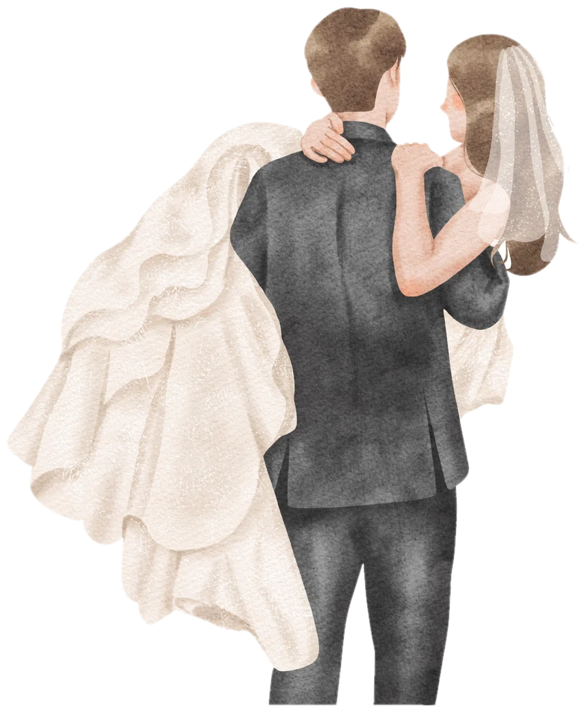 Watercolour groom carrying his bride