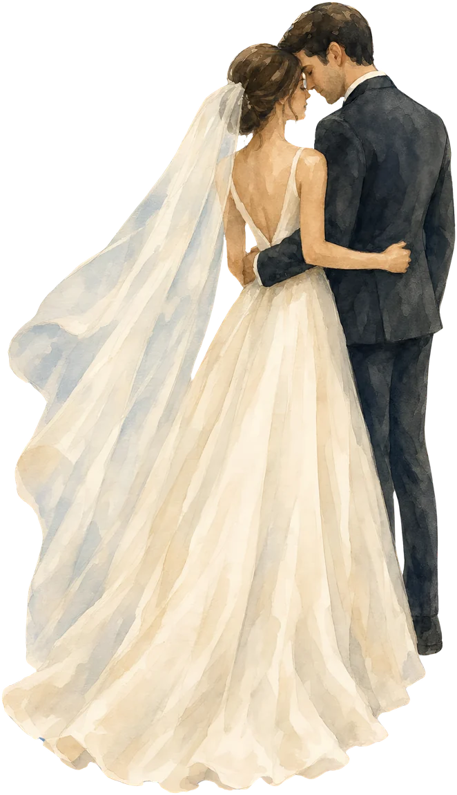 Watercolour couple embracing