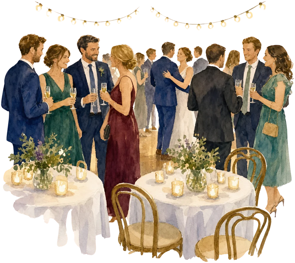 Reception table with flowers and candles