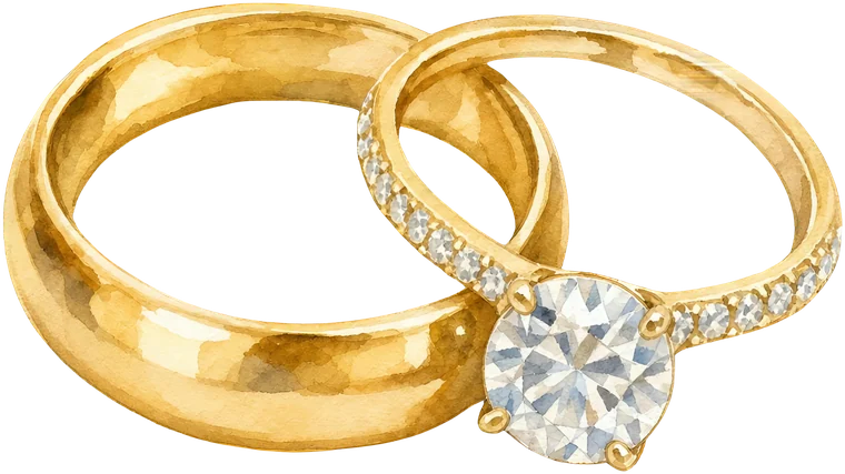 Two gold wedding rings